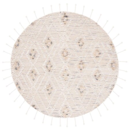 Safavieh 6 x 6 ft. Natura Contemporary & Global Round Hand Loomed Rug; Ivory & Grey NAT181F-6R